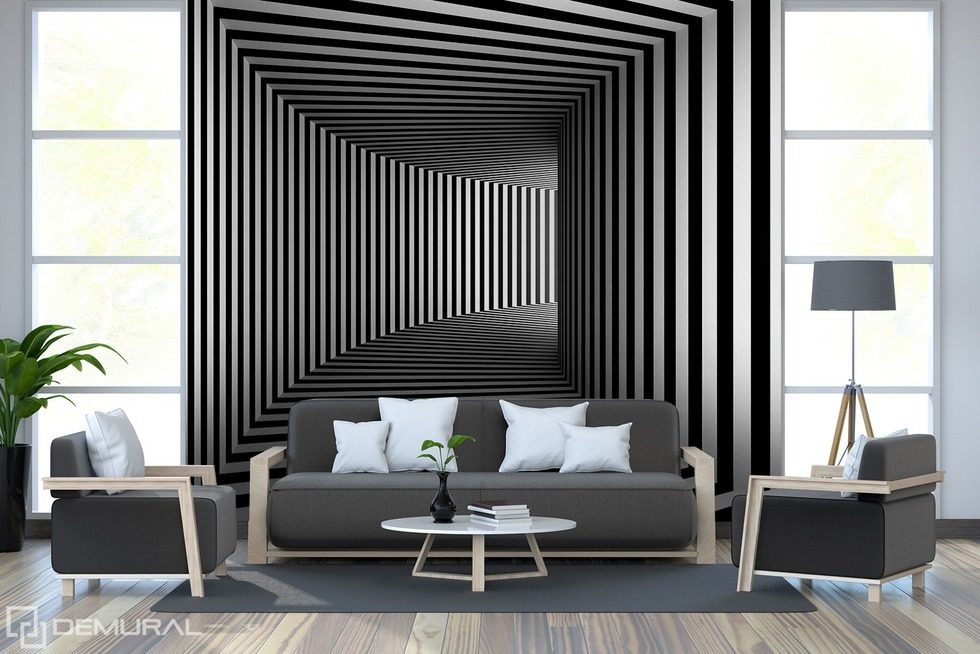 Schwarz-weiße Schwärmereien der Illusion Fototapeten Schwarz und Weiß Fototapeten Demural