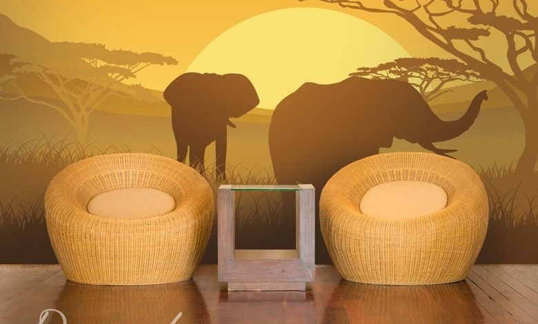 elefanten auf safari fototapeten landschaften fototapeten demural